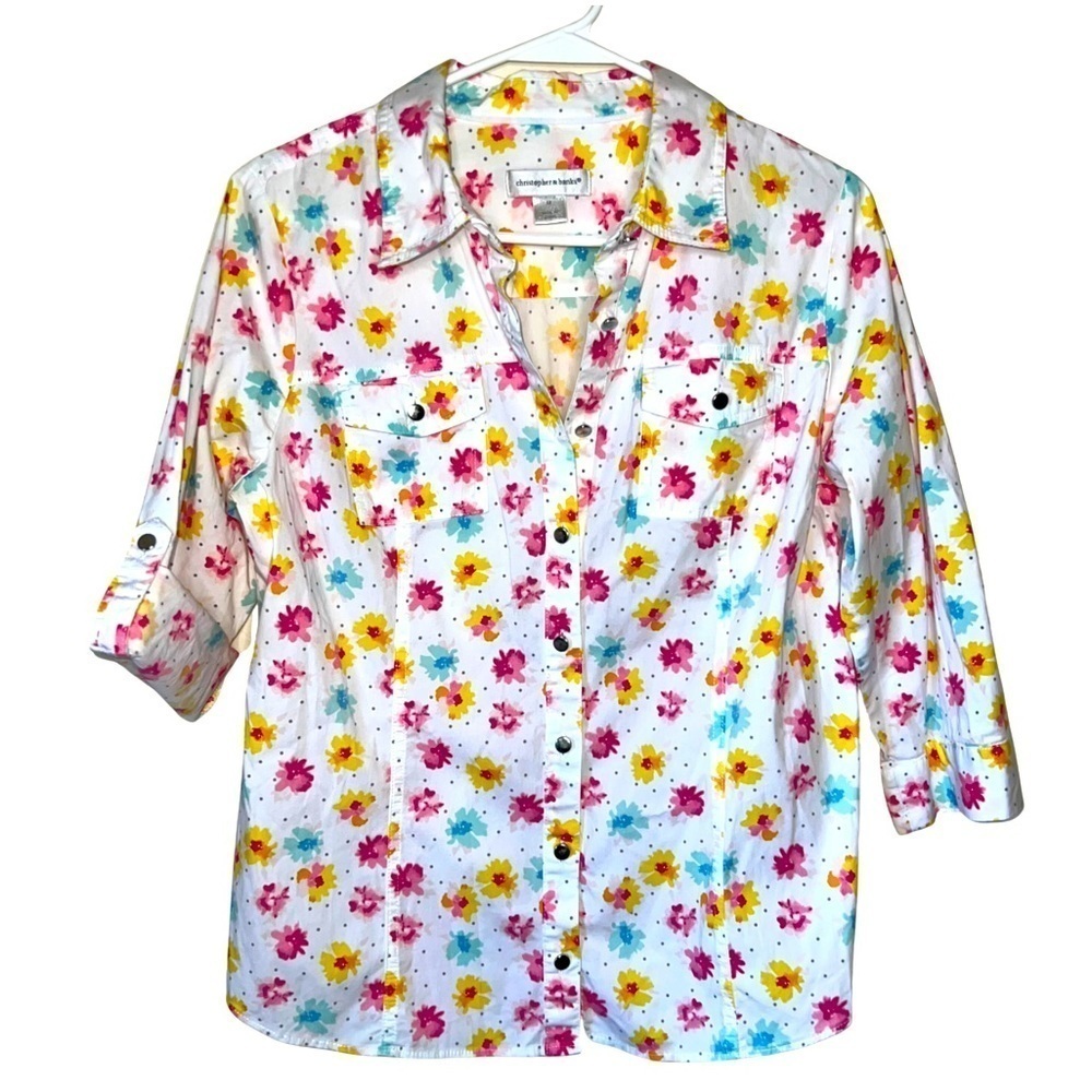 Christopher & Banks Floral Summer Blouse Size Medium